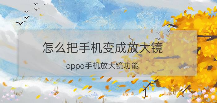 怎么把手机变成放大镜 oppo手机放大镜功能？